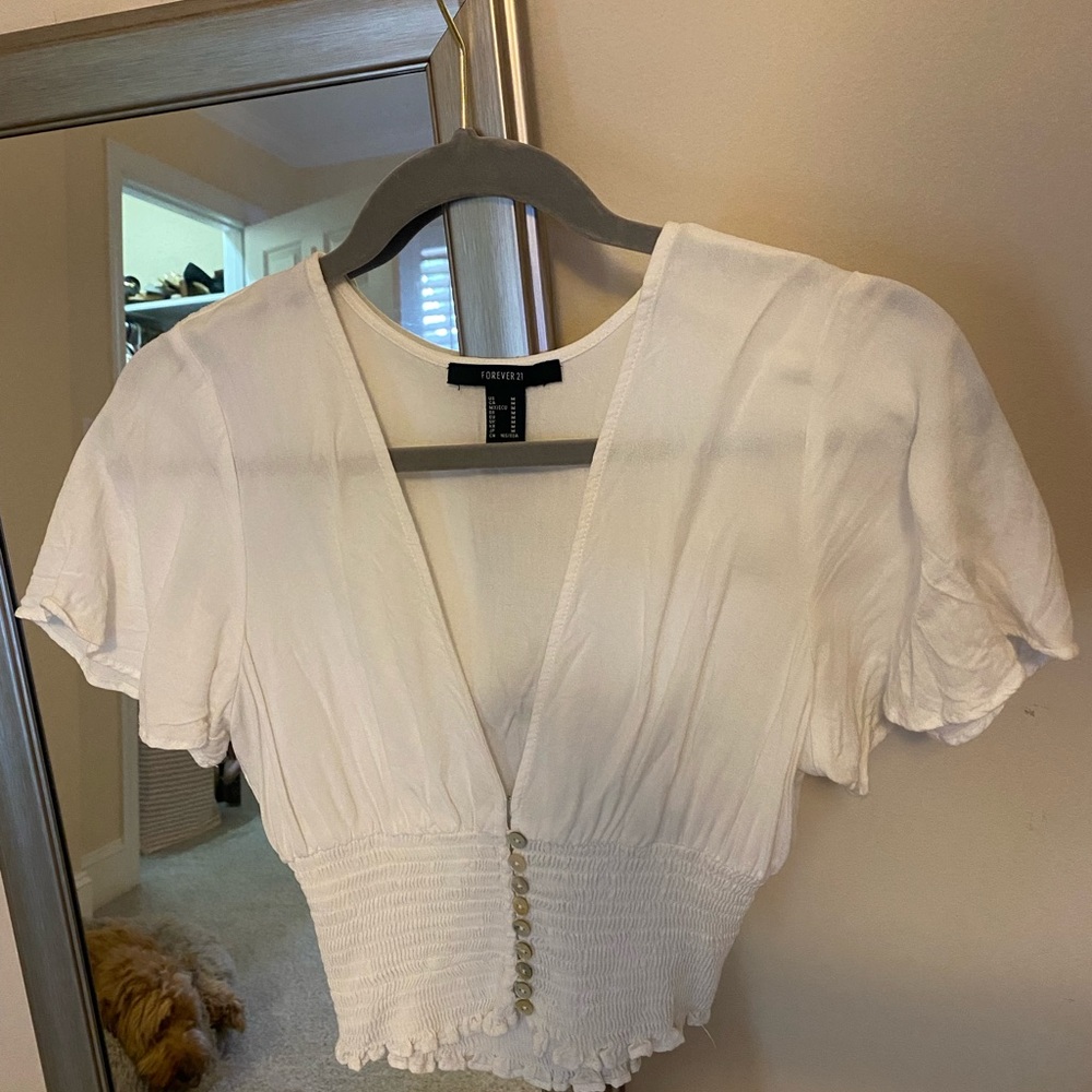 White ruched blouse